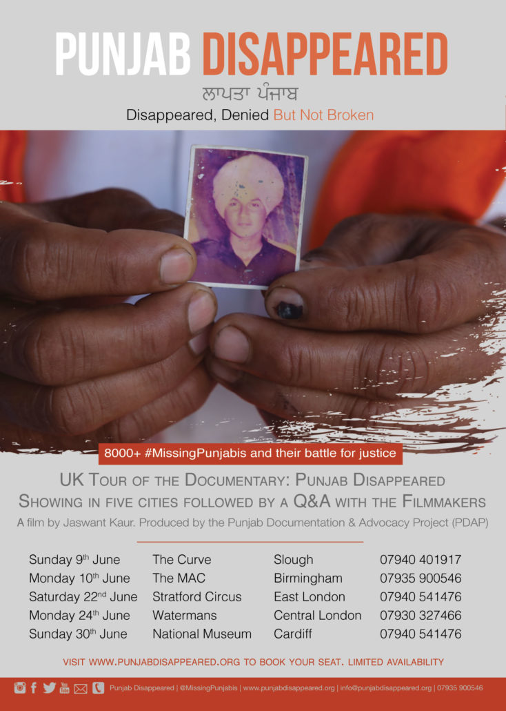 Punjab Disappeared UK tour poster